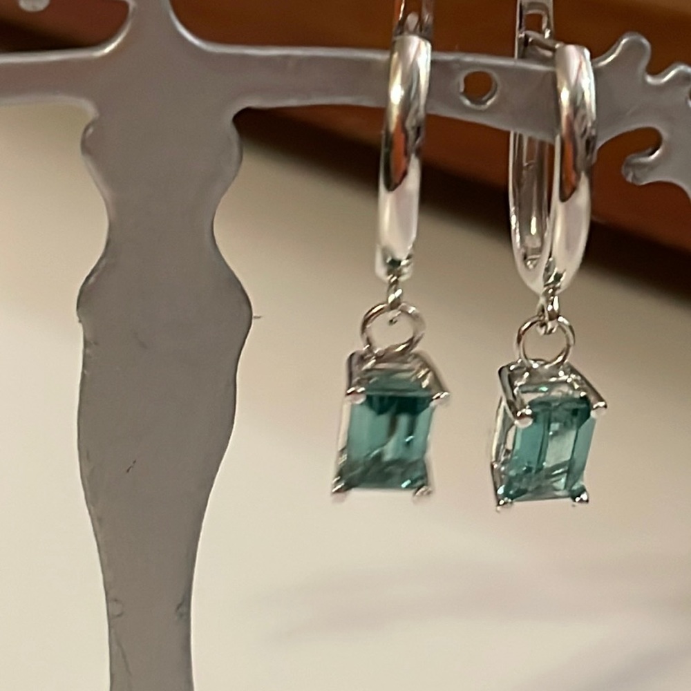 Custom 14k white gold green tourmaline earrings